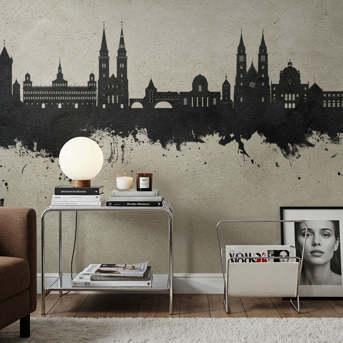 Nürnberg Germany Skyline Concrete Mural Wallpaper - room preview 05