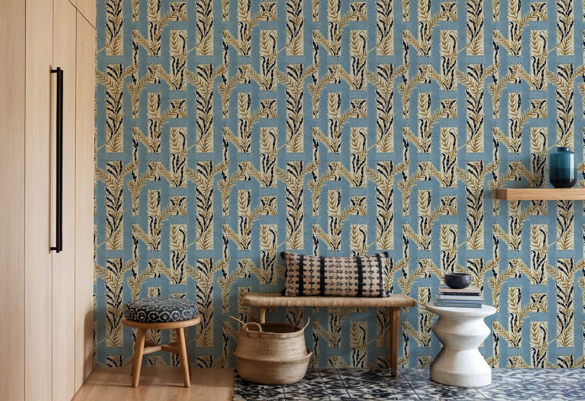 Samarkand Ferns, Sky Blue Mural Wallpaper - room preview 05