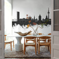 Mannheim Germany Skyline Black & White Mural Wallpaper - room preview 05