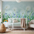 Dandelion Meadow, Blue Mural Wallpaper - room preview 05