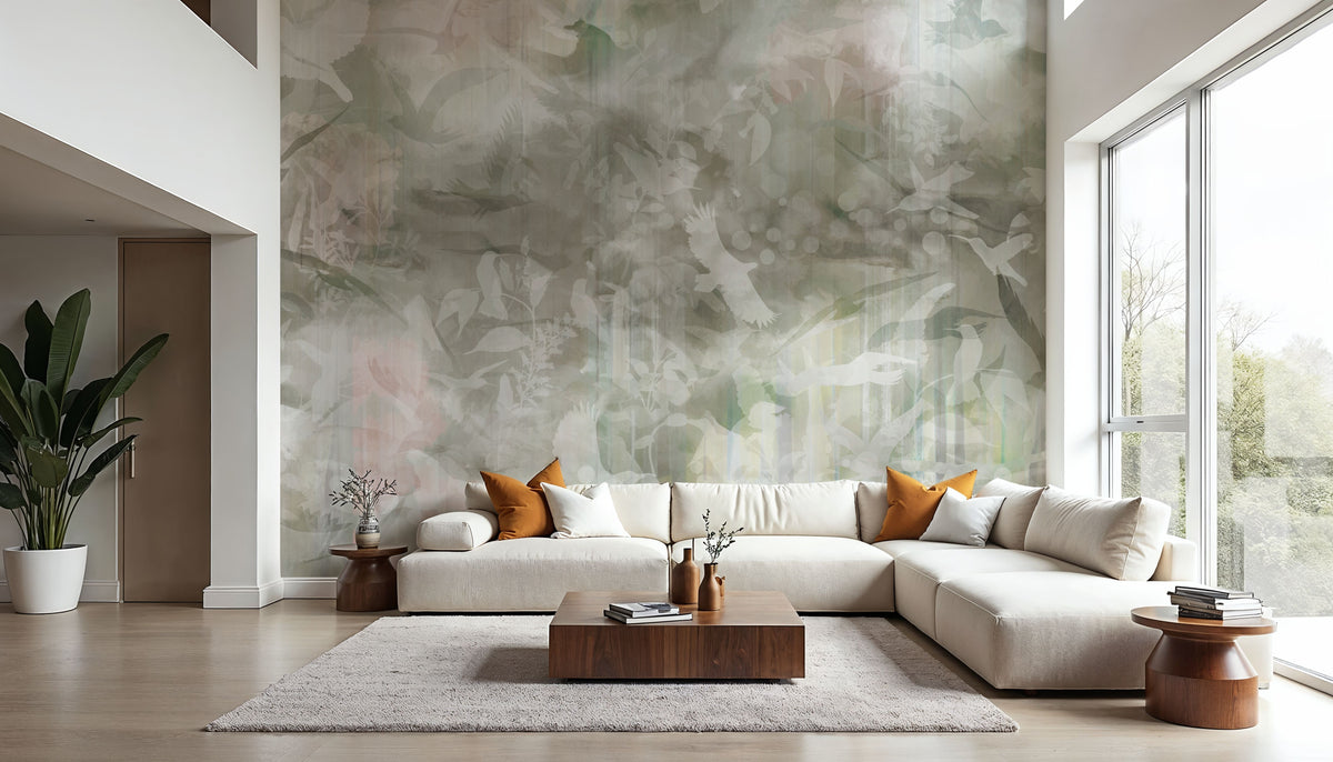 Birds of Freedom Brown Mural Wallpaper - room preview 05