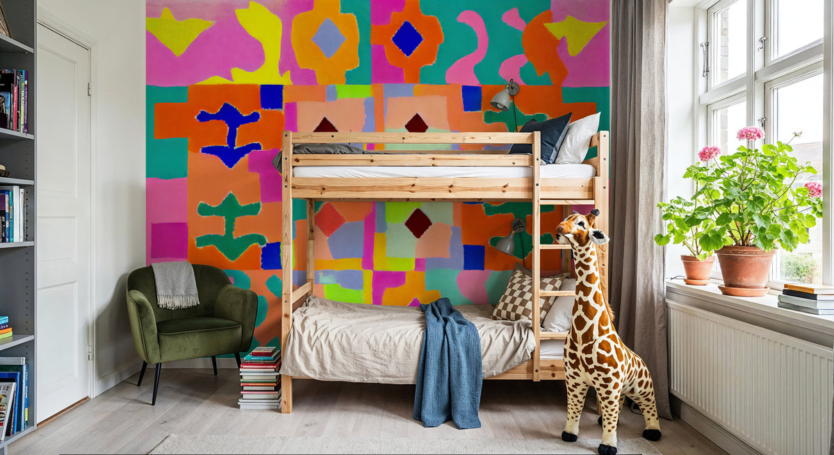 Neon Peru Pattern Mural Wallpaper - room preview 05