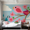 Retro Spring Bird Mural Wallpaper - room preview 05