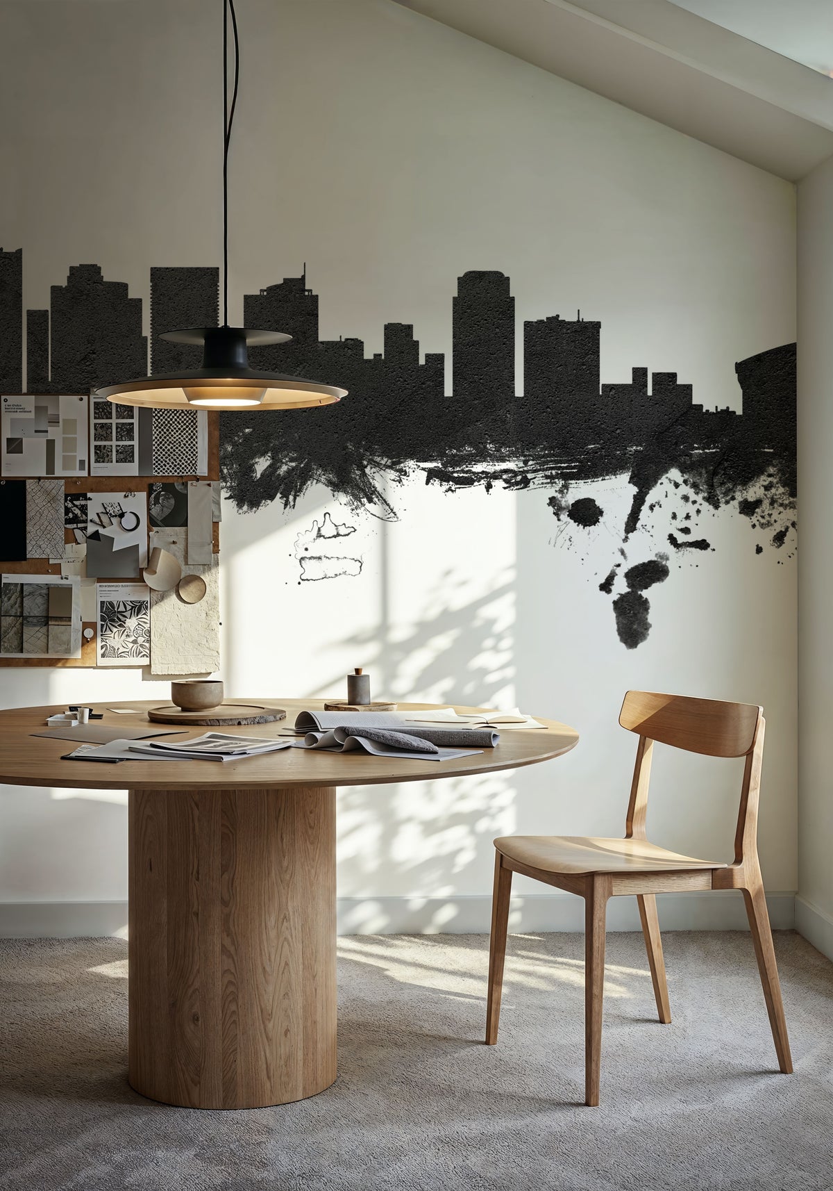 Phoenix Skyline Black & White Mural Wallpaper - room preview 05