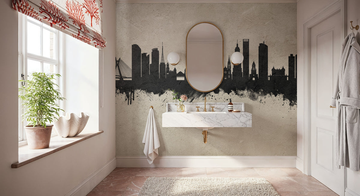 São Paulo Brazil Skyline Concrete Mural Wallpaper - room preview 05