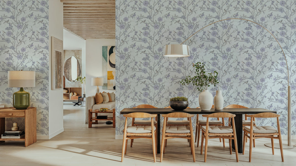 Trailing Tree of Life, Blue Mural Wallpaper - room preview 05