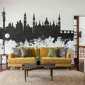 Zaragoza Spain Skyline Black & White Mural Wallpaper - room preview 05