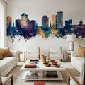 Columbia South Carolina Skyline Blue & Bronze Mural Wallpaper - room preview 05