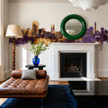 Poughkeepsie New York Skyline Purple & Gold Mural Wallpaper - room preview 05