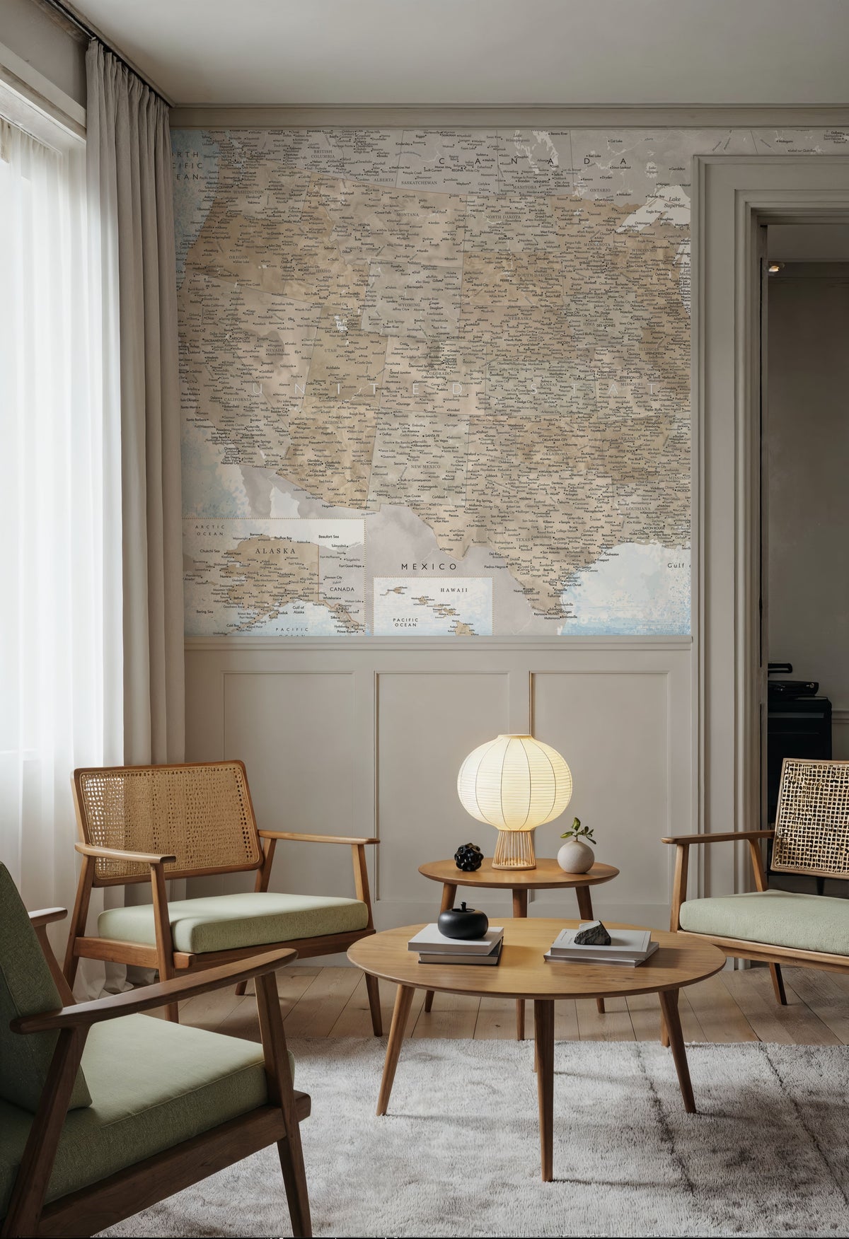 US Map Detailed - Ghada Mural Wallpaper - room preview 05