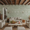 Floral Mood Green Mural Wallpaper - Neutral Tone - room preview 05