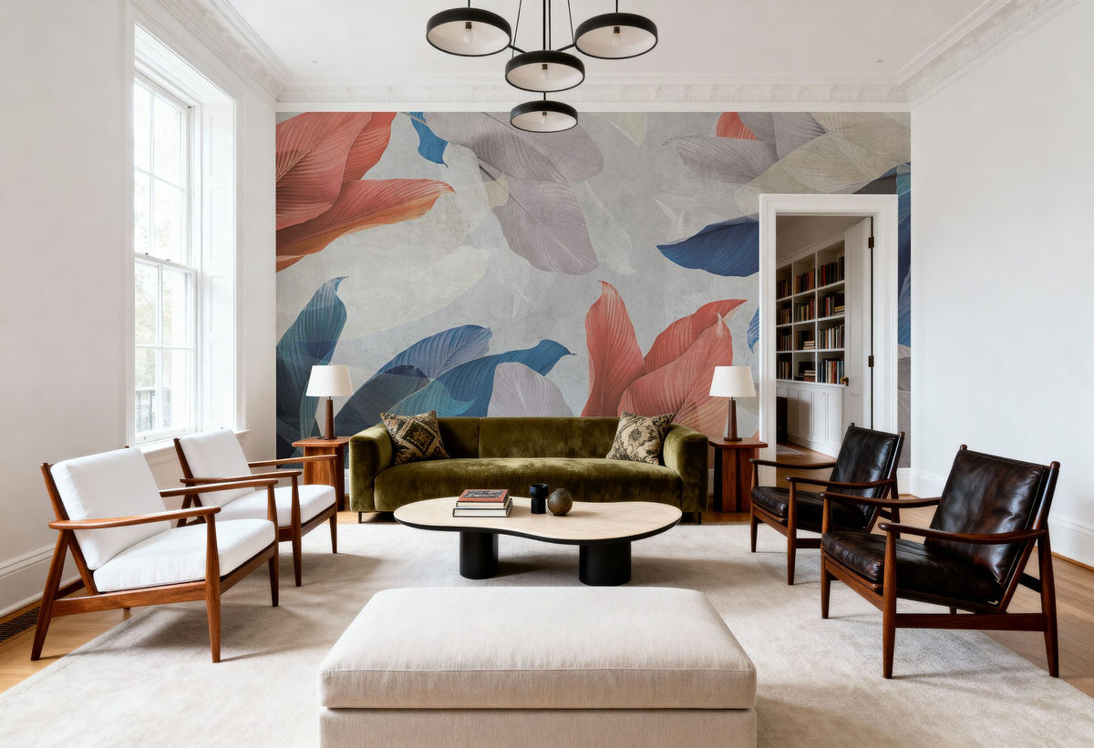 Layered Leaves Mural Wallpaper - room preview 05