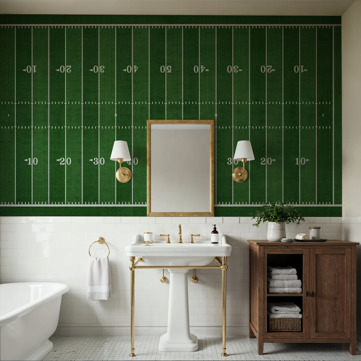 Gridiron Mural Wallpaper - room preview 05