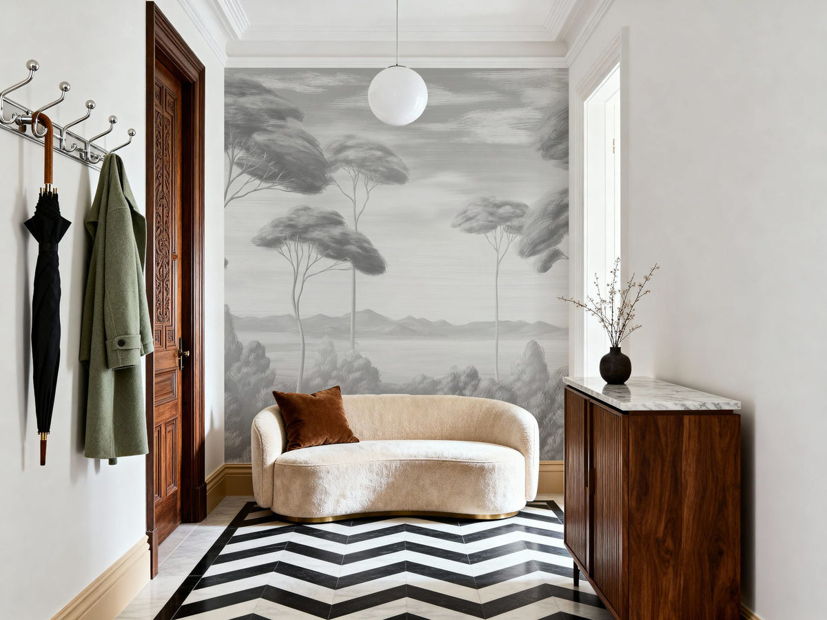 Verdant Horizon, Pewter Mural Wallpaper - room preview 05