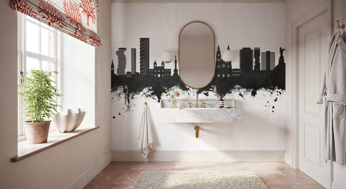 Quito Ecuador Skyline Black & White Mural Wallpaper - room preview 05