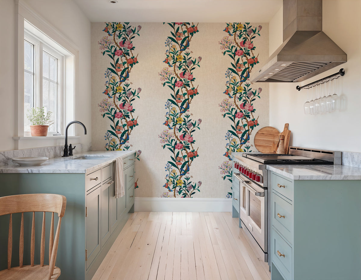 The Rambling Rose Mural Wallpaper - room preview 05