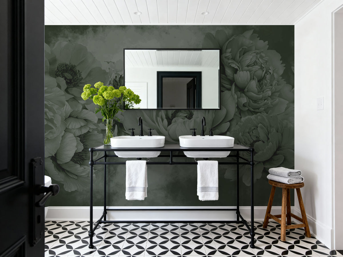 Transcendent Peony, Juniper Mural Wallpaper - room preview 05
