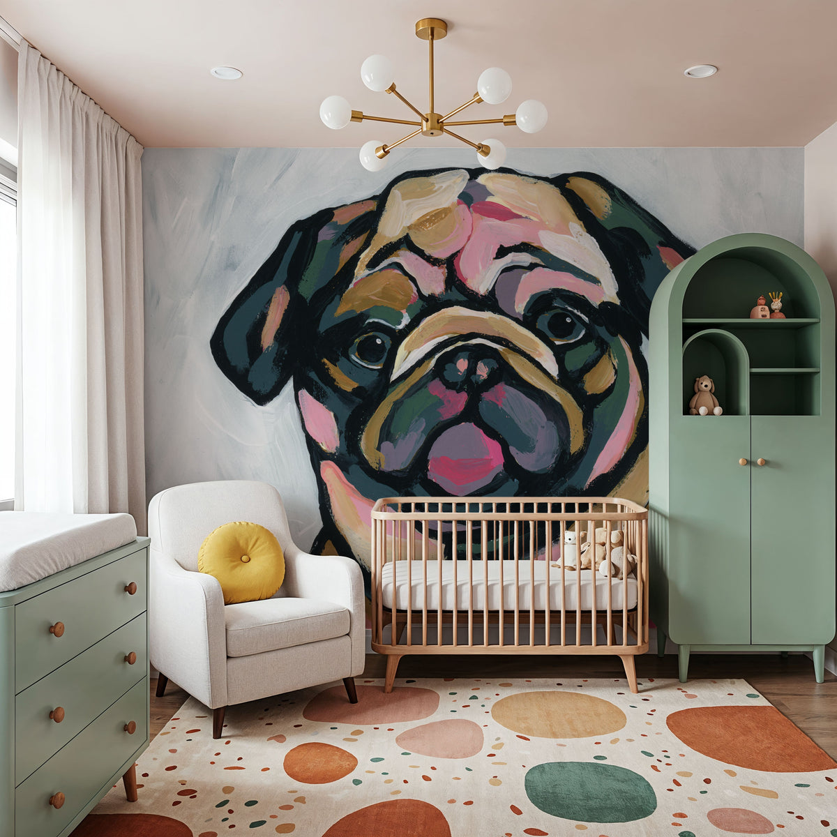 Abstract Pug Mural Wallpaper - room preview 05