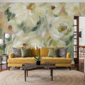 Expressive Pale Floral Mural Wallpaper - room preview 05