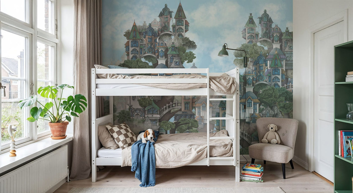 Treehouse Neighborhood Mural Wallpaper - room preview 05