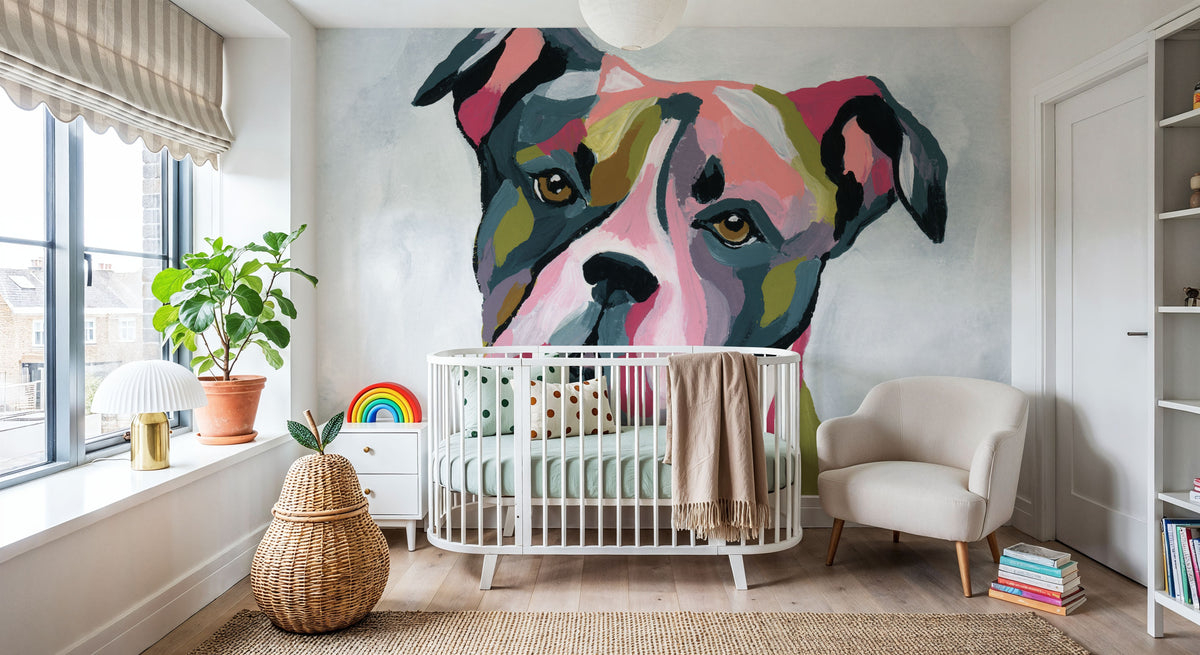 Abstract Pitbull Mural Wallpaper - room preview 05