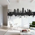Plymouth England Skyline Black & White Mural Wallpaper - room preview 05