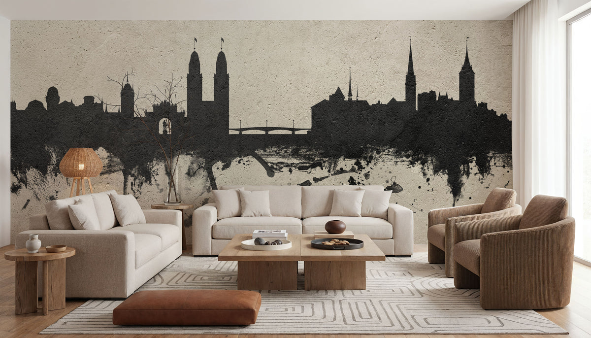 Zurich Switzerland Skyline Concrete Mural Wallpaper - room preview 05