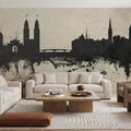 Zurich Switzerland Skyline Concrete Mural Wallpaper - room preview 05