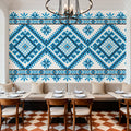Pixel Embroidery Blue Mural Wallpaper - room preview 05