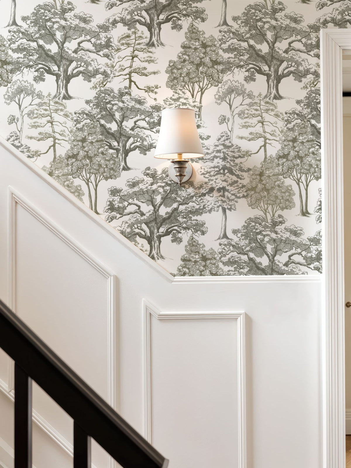Park Trees, White Mural Wallpaper - room preview 05