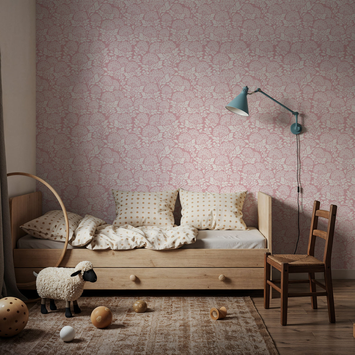 Hydrangea, Blush Pink Mural Wallpaper - room preview 05