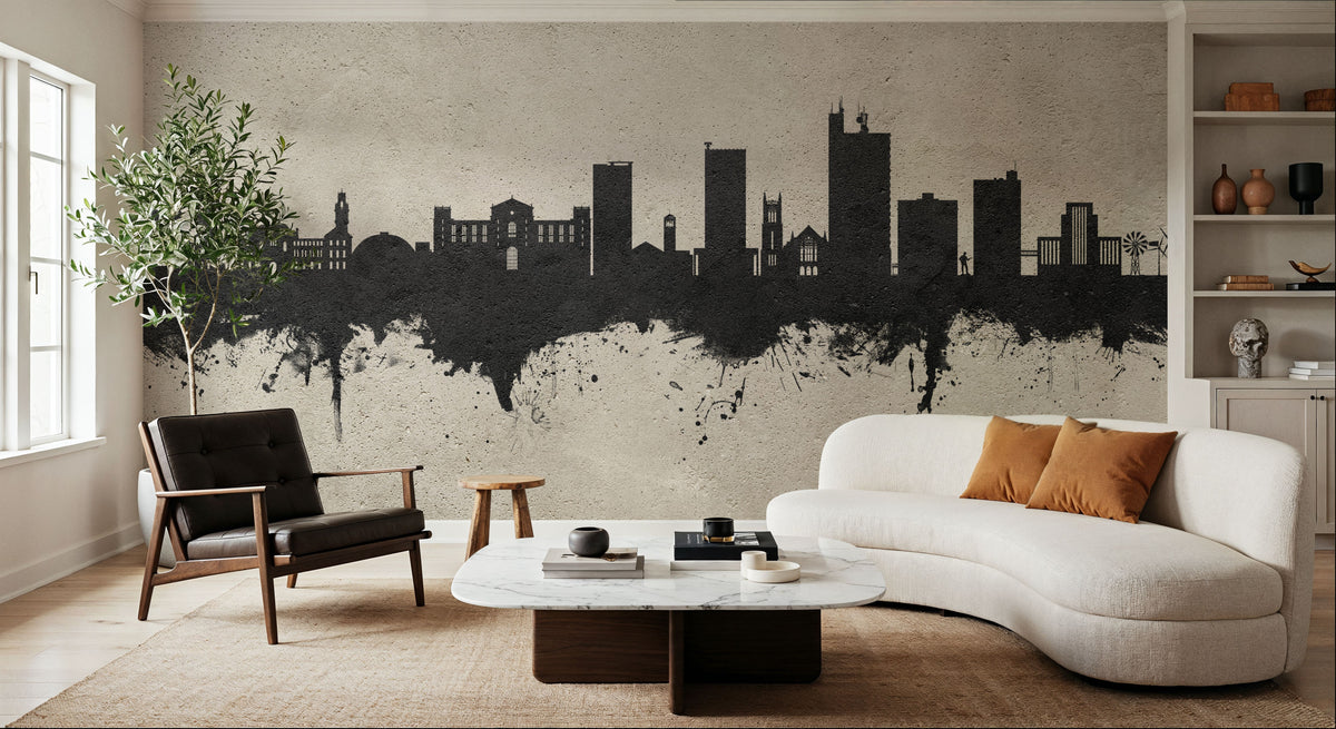 Lubbock Texas Skyline Concrete Mural Wallpaper - room preview 05