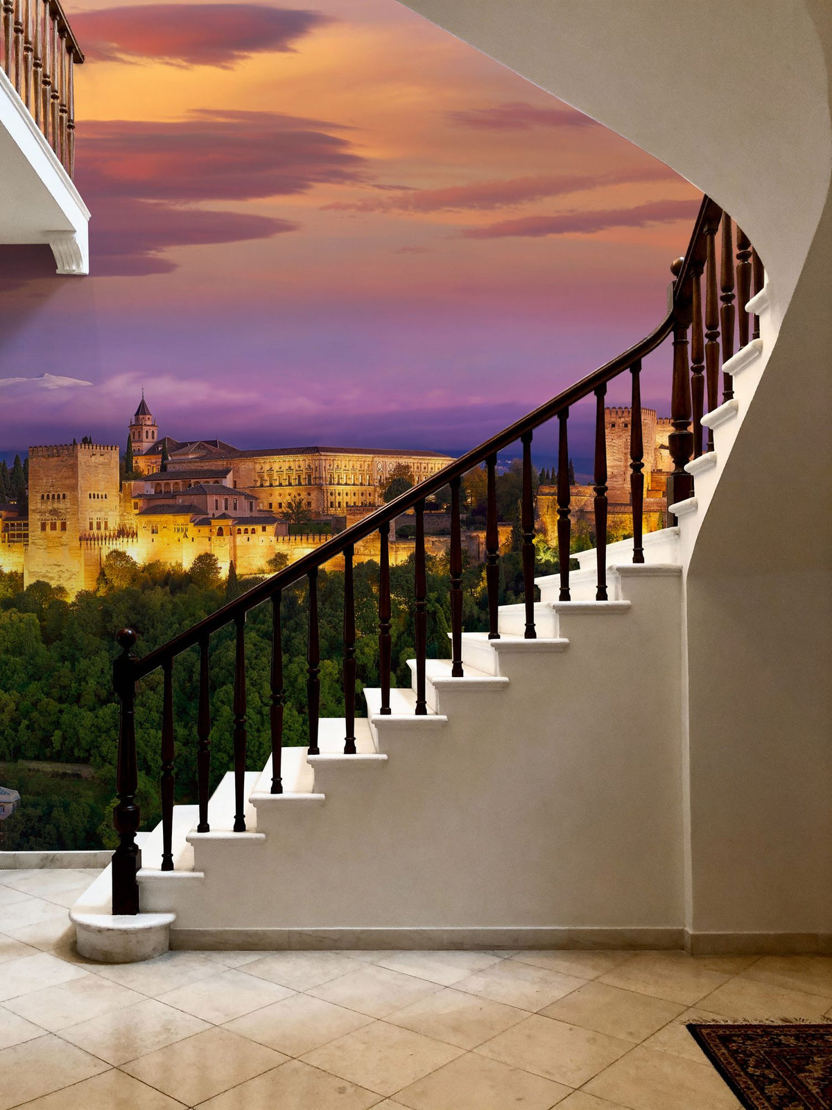 Mountain Fortress Twilight Mural Wallpaper - room preview 05
