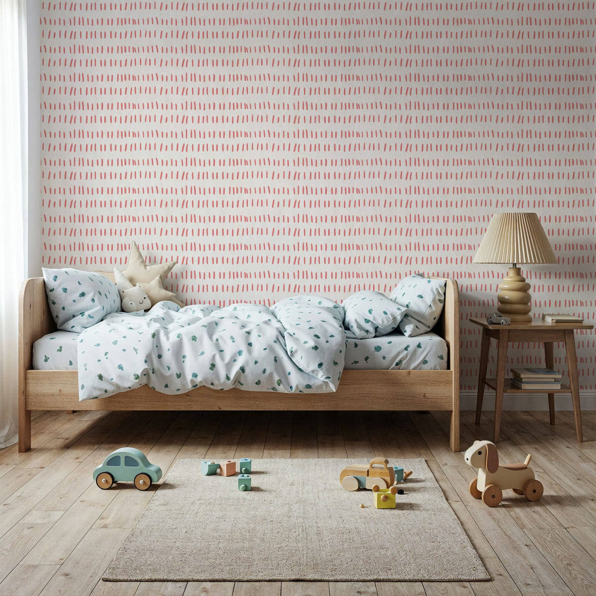 Coastal Leaning Red Mural Wallpaper - room preview 05