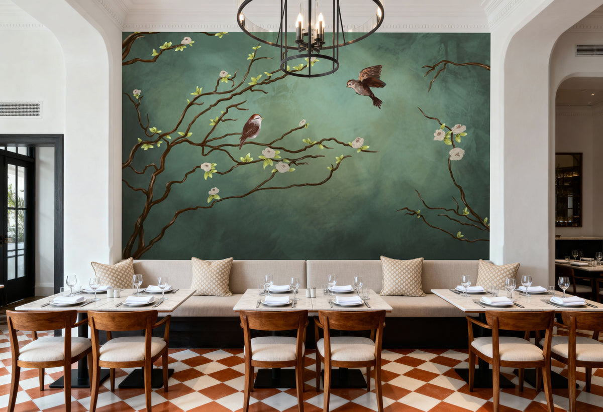 Pretty Birds in Love Mural Wallpaper - room preview 05