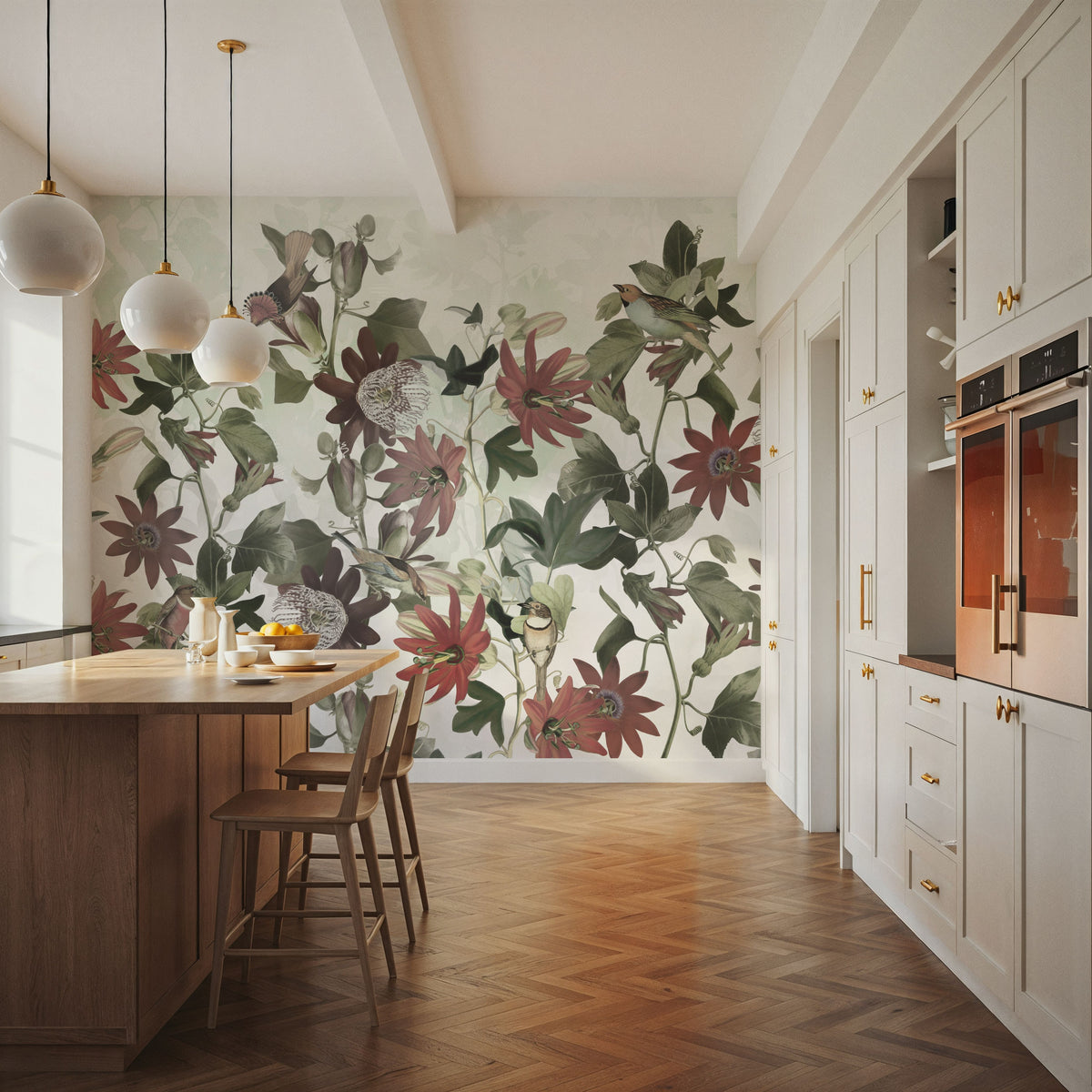 Seven Birds Mural Wallpaper - Neutral Tone - room preview 05