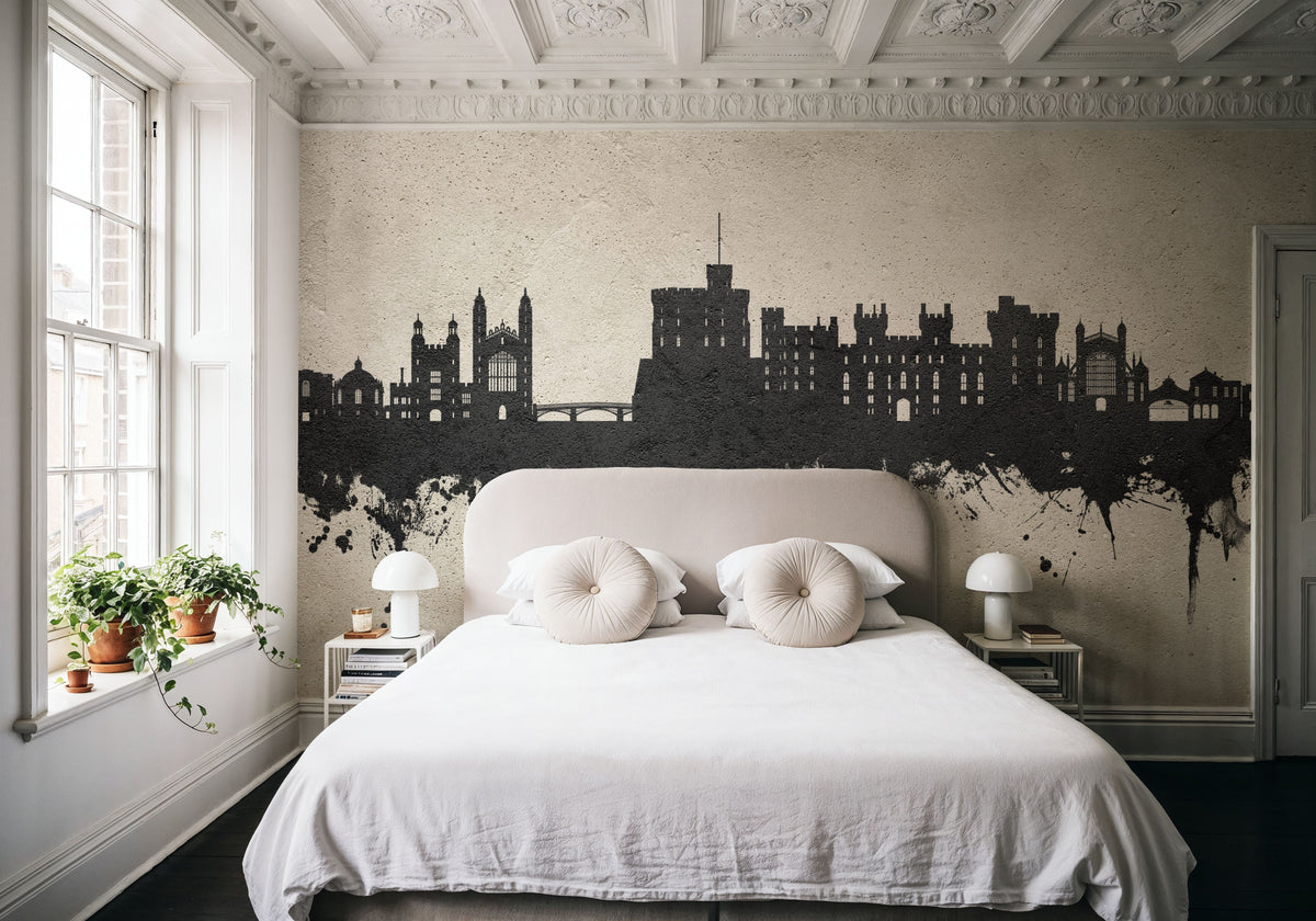 Windsor England Skyline Concrete Mural Wallpaper - room preview 05
