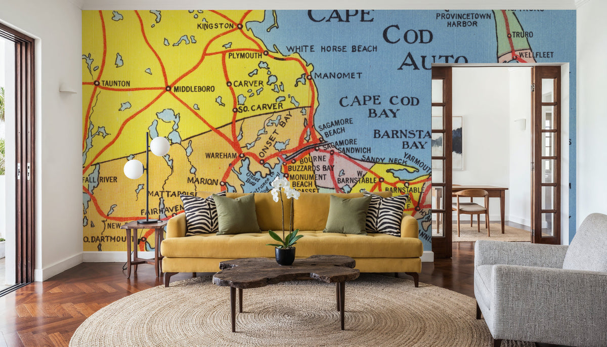 Greetings From Cape Cod Map Mural Wallpaper - room preview 05
