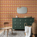 Retro Bold Butterflies, Orange Mural Wallpaper - room preview 05