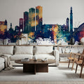 Grenoble Skyline Blue & Bronze Mural Wallpaper - room preview 05
