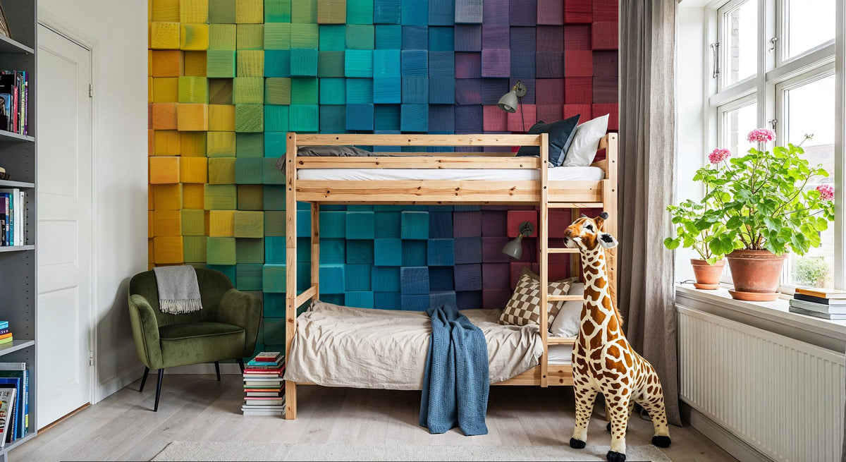 Vibrant Rainbow Stack Mural Wallpaper - room preview 05