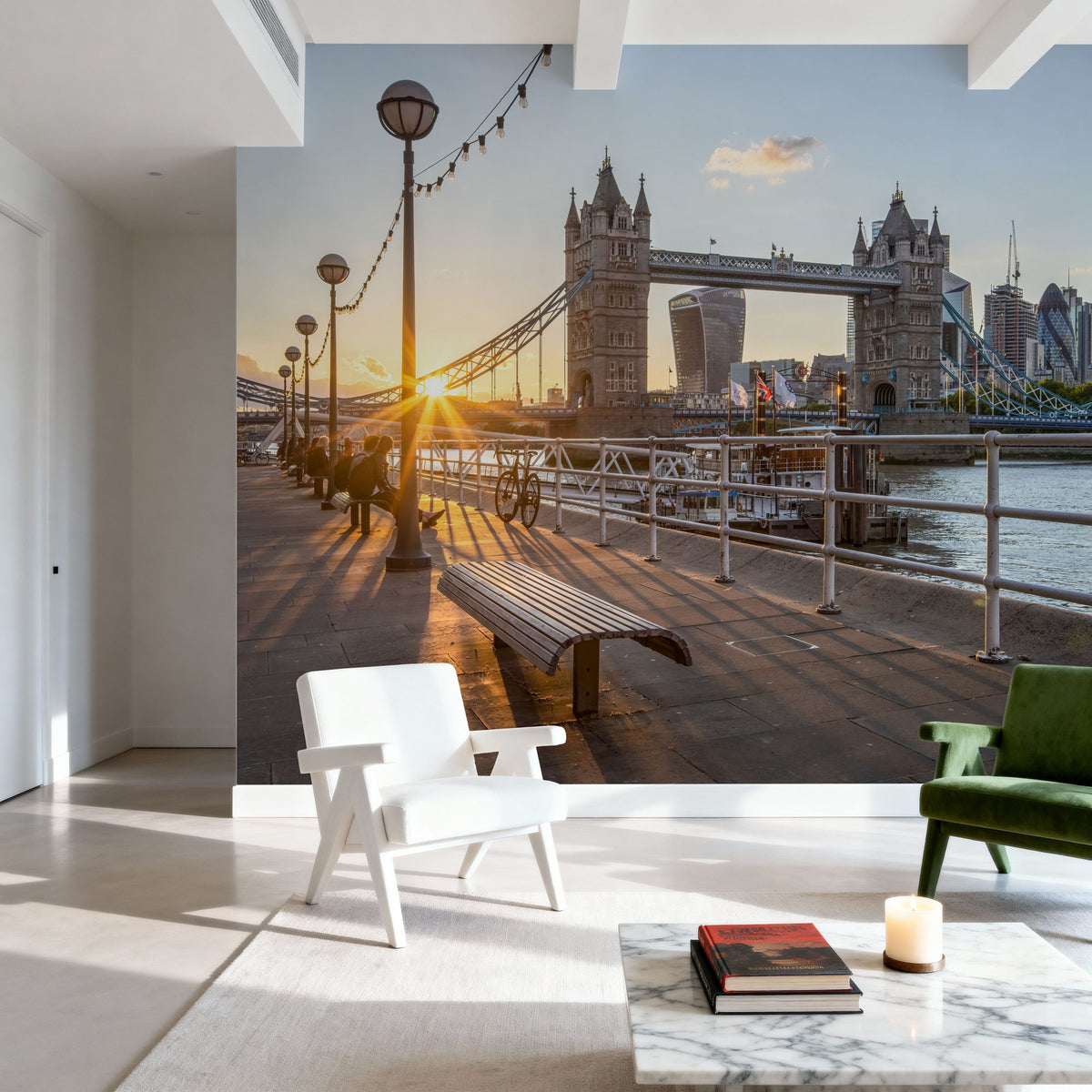Tower Bridge At Sunset Mural Wallpaper - room preview 05