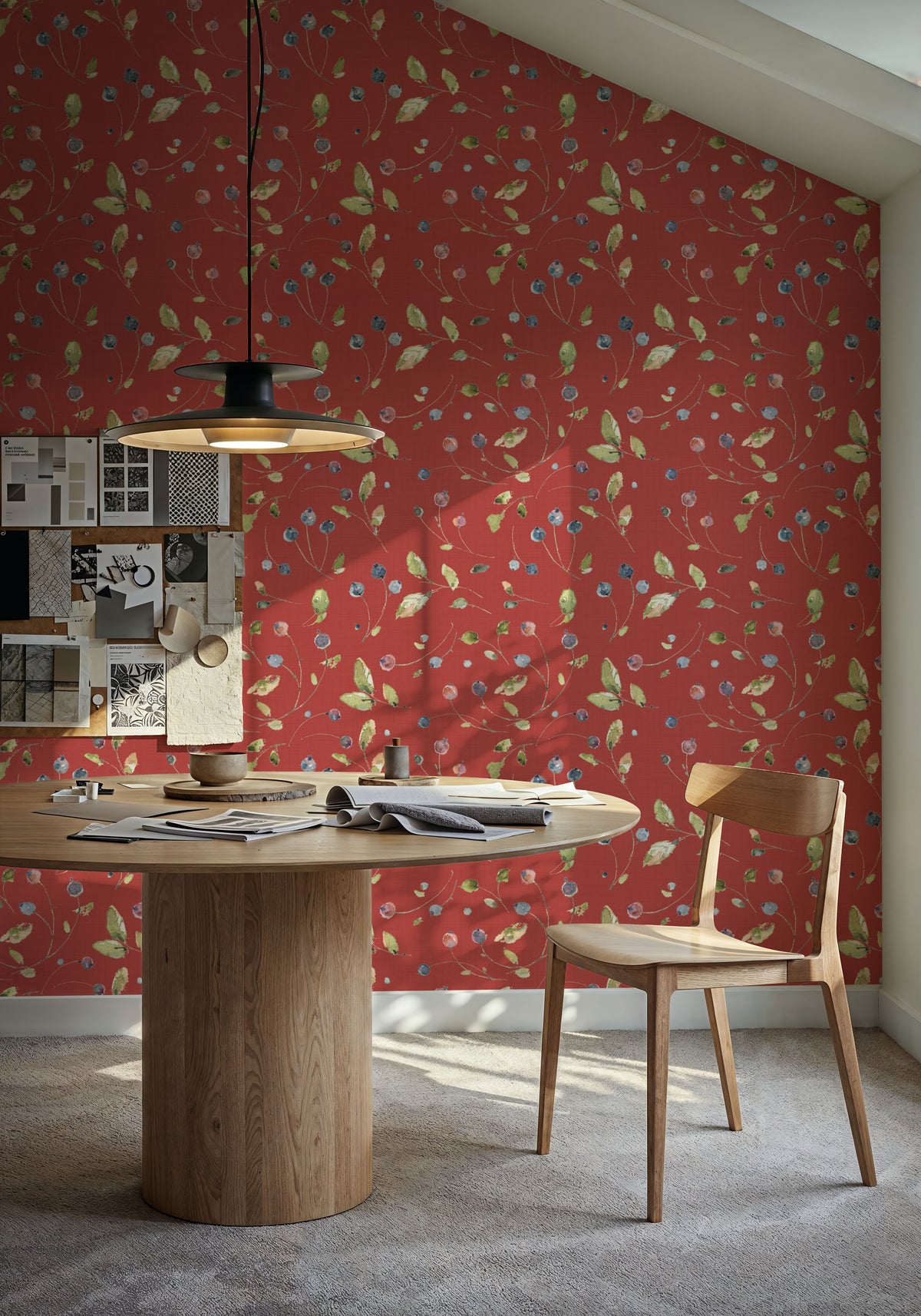 Time to Share Floral Red Mural Wallpaper - room preview 05