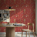 Time to Share Floral Red Mural Wallpaper - room preview 05