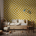 Warped Checkerboard, Sunflower Mural Wallpaper - room preview 05