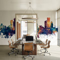 Doha Qatar Skyline Blue & Bronze Mural Wallpaper - room preview 05