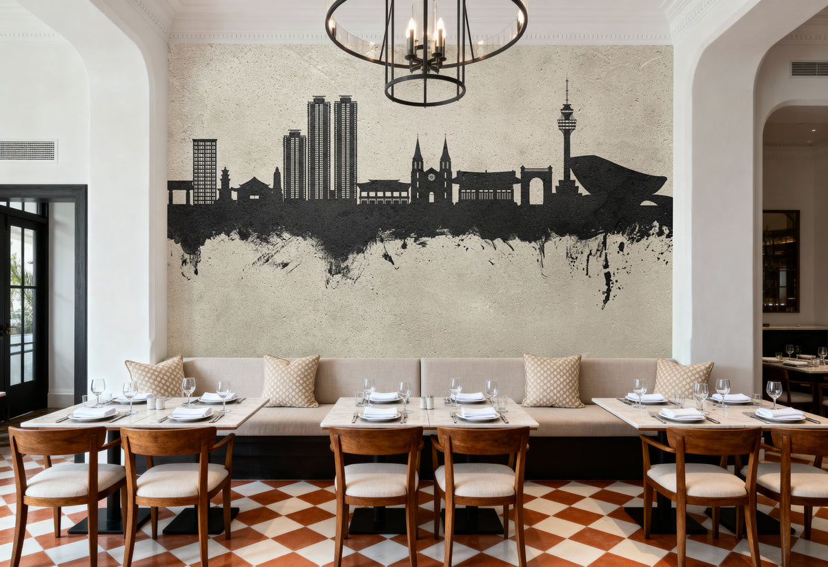Daegu South Korea Skyline Concrete Mural Wallpaper - room preview 05