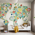 Floral World White Mural Wallpaper - room preview 05