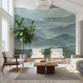 Sunrise Mountain View, Teal Mural Wallpaper - room preview 05