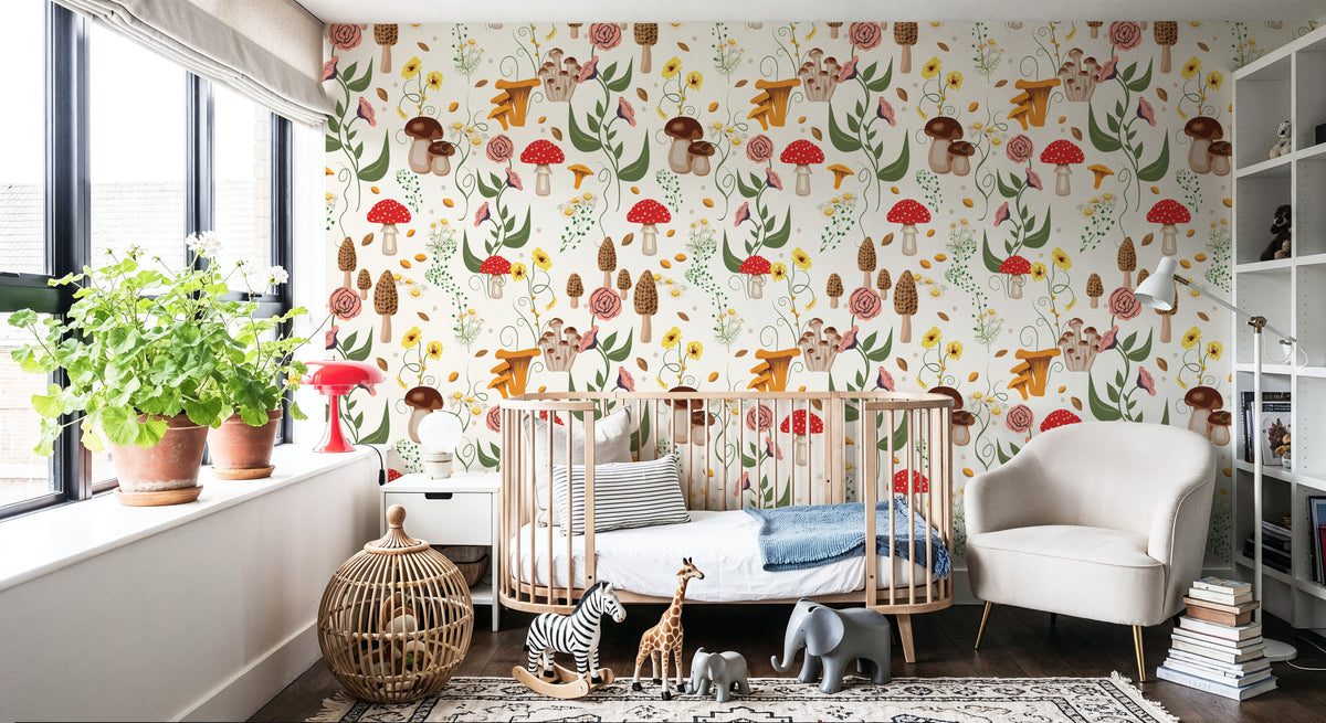 Mushroom Magic, Pearl Mural Wallpaper - room preview 05